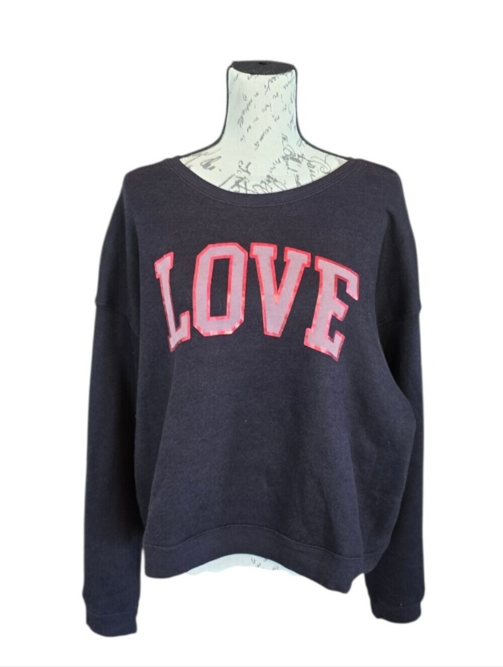 Oat Collective Love Oversized Long Sleeve Black Sweatshirt L